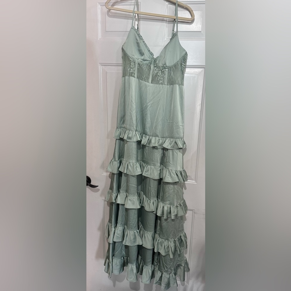 Elegant Ruffled Green dress